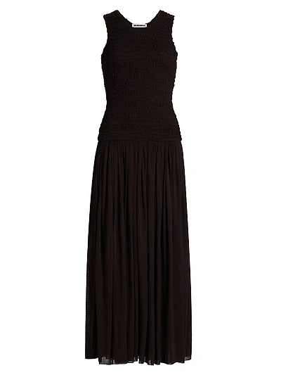Smocked Drop-Waist Maxi Dress