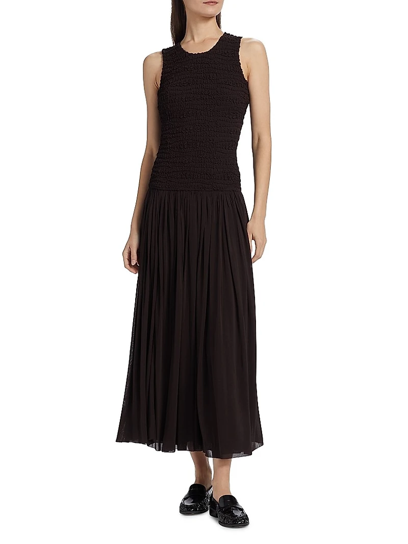 Smocked Drop-Waist Maxi Dress