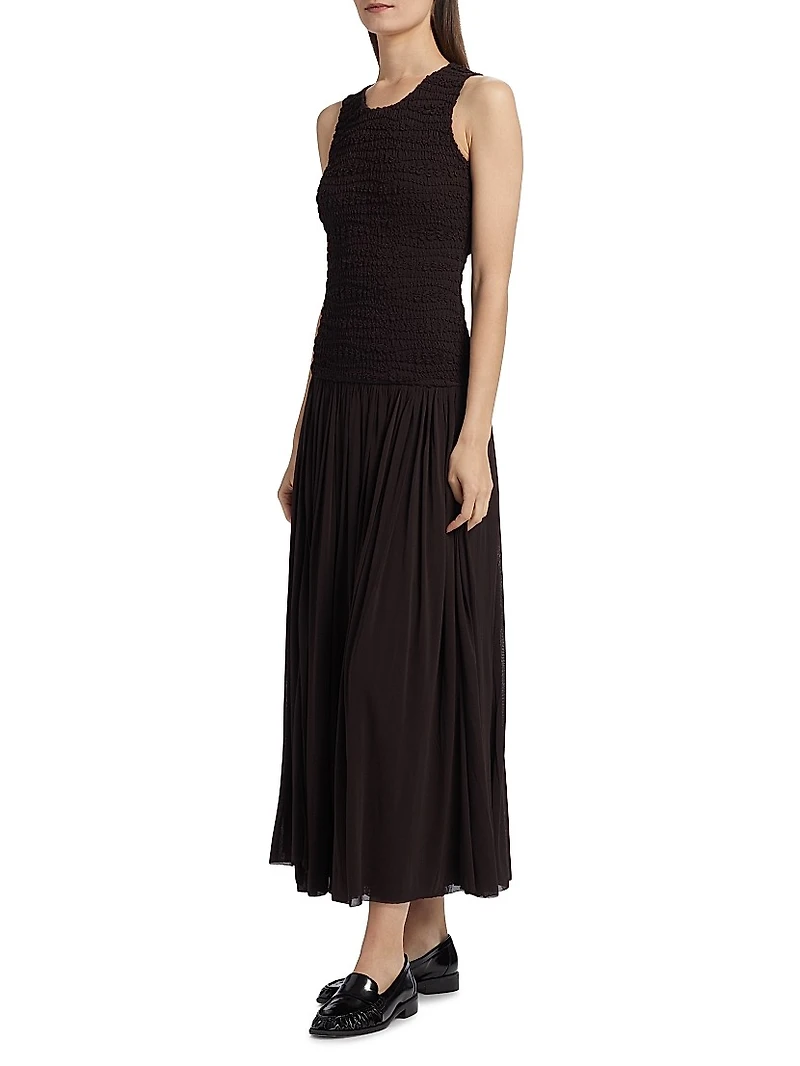 Smocked Drop-Waist Maxi Dress