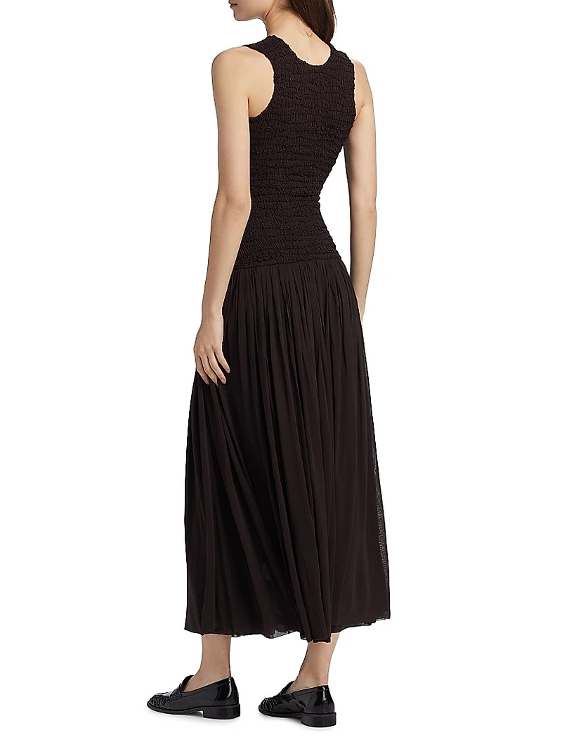Smocked Drop-Waist Maxi Dress
