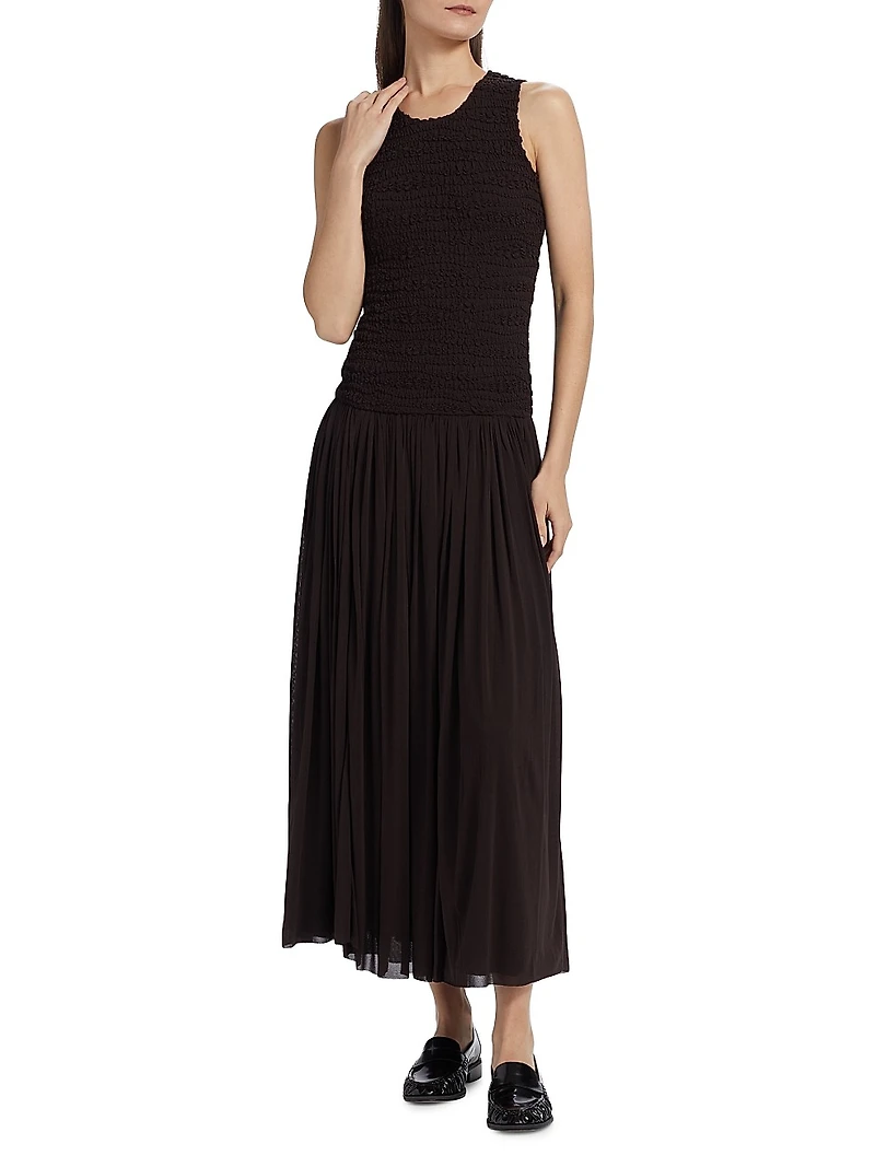 Smocked Drop-Waist Maxi Dress