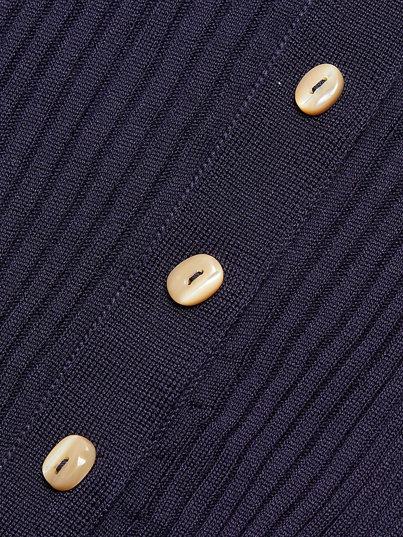 Superfine Seamless Silk Rib-Knit Cardigan