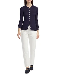 Superfine Seamless Silk Rib-Knit Cardigan