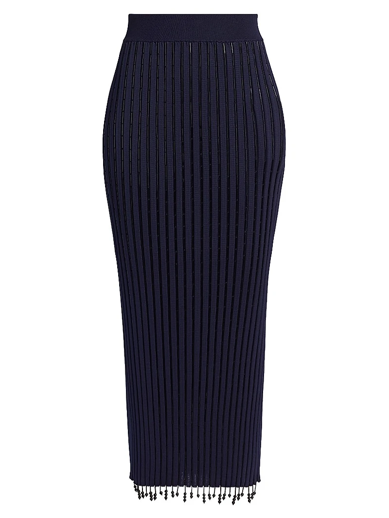 Embroidered Straight Midi-Skirt