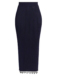 Embroidered Straight Midi-Skirt