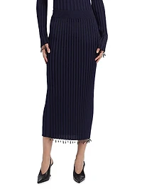 Embroidered Straight Midi-Skirt