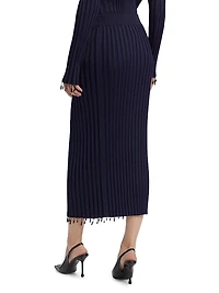 Embroidered Straight Midi-Skirt