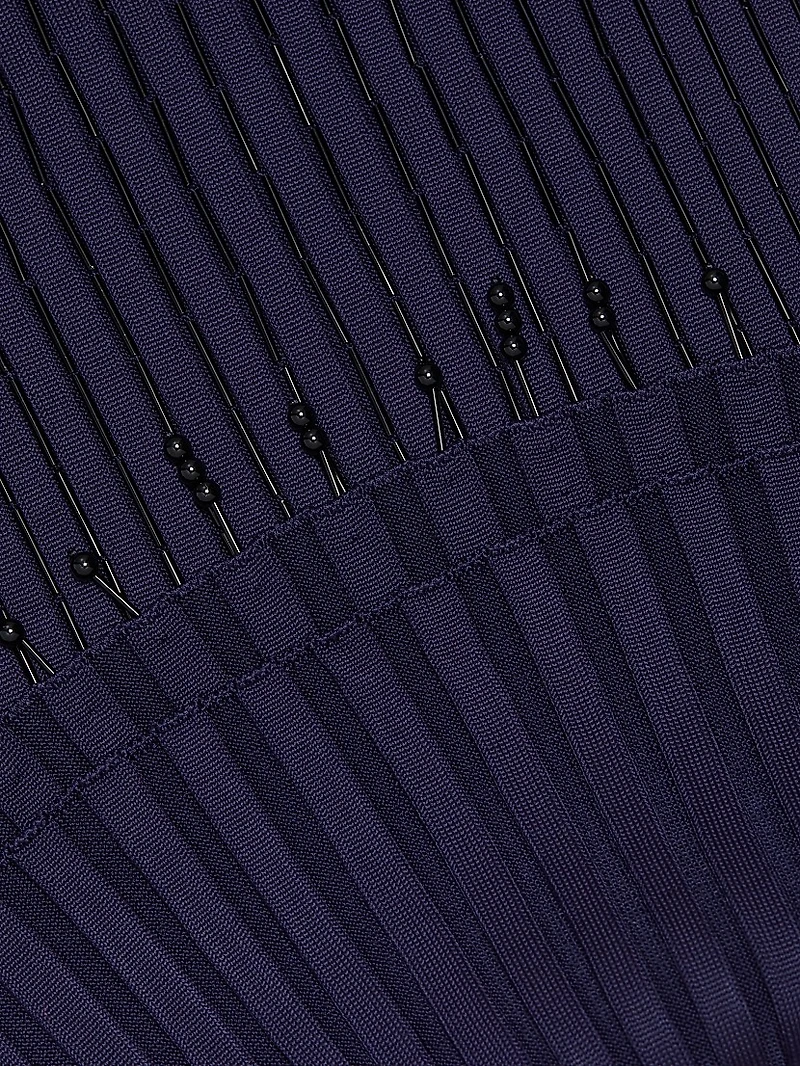 Embroidered Straight Midi-Skirt