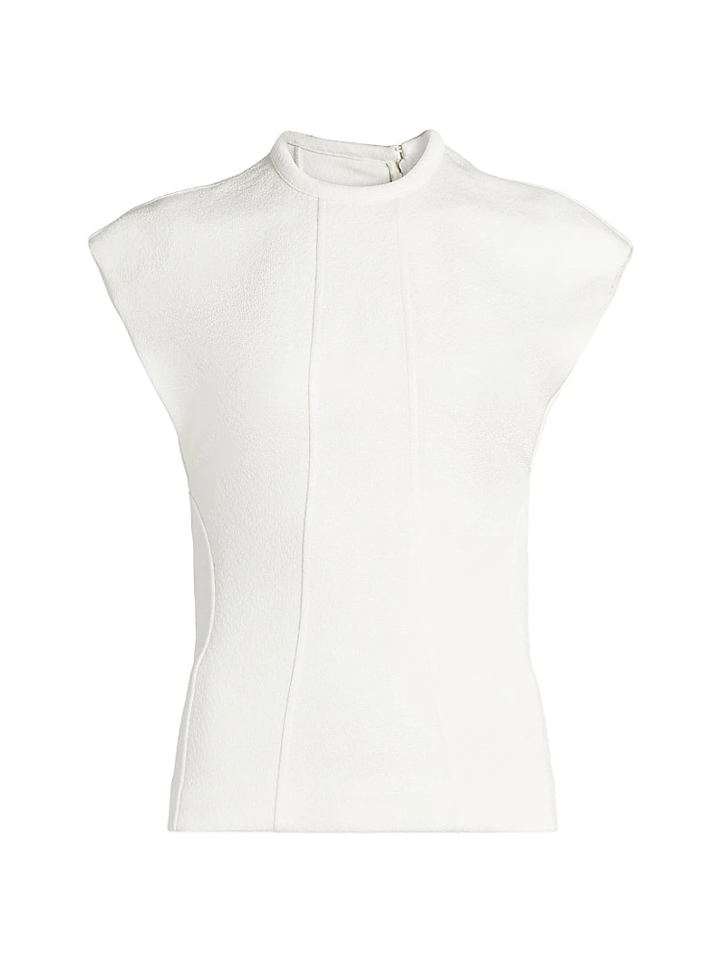 Shiny Double-Faced Cap-Sleeve Top