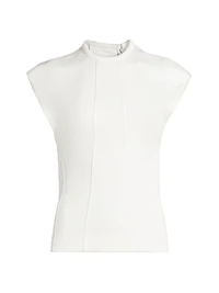 Shiny Double-Faced Cap-Sleeve Top