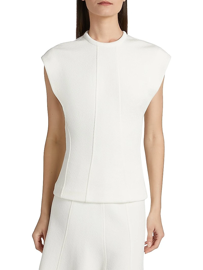 Shiny Double-Faced Cap-Sleeve Top