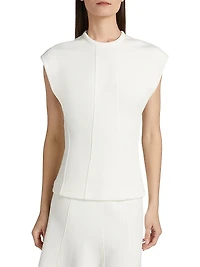 Shiny Double-Faced Cap-Sleeve Top