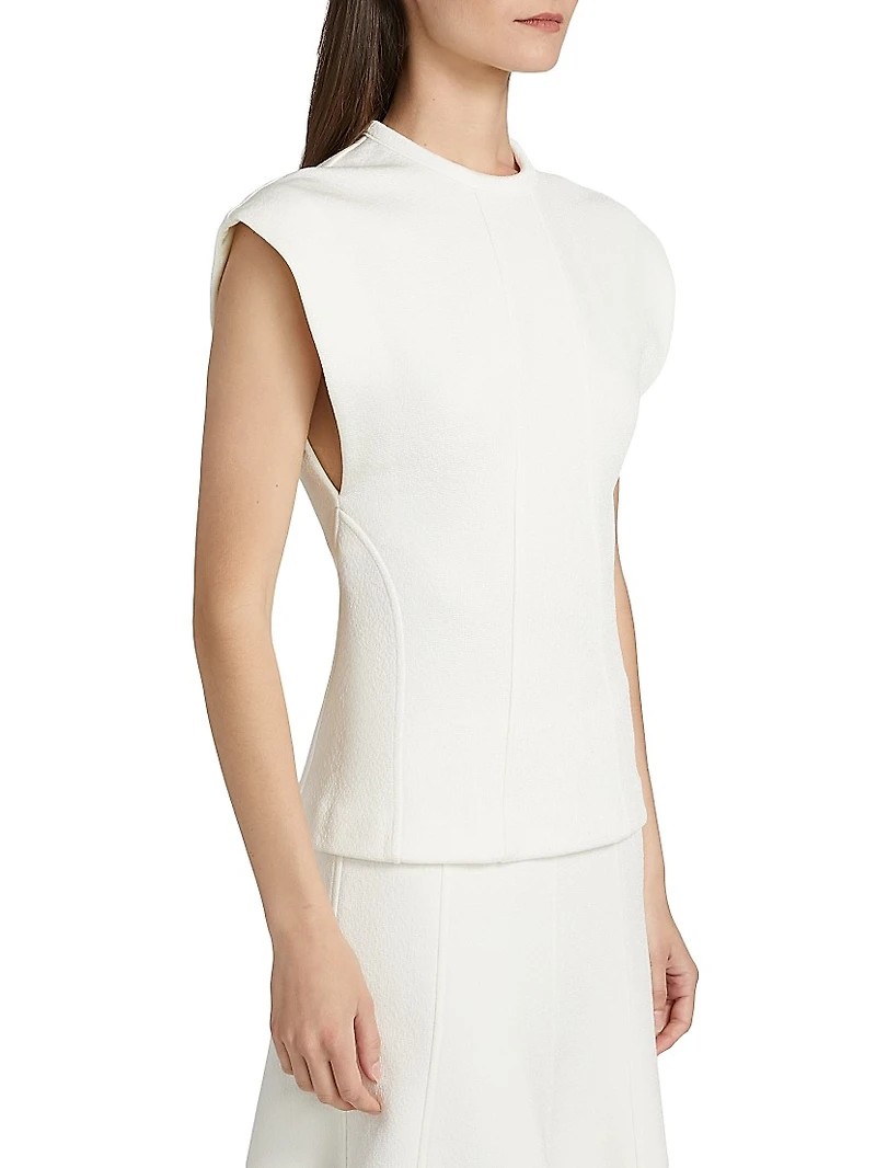 Shiny Double-Faced Cap-Sleeve Top