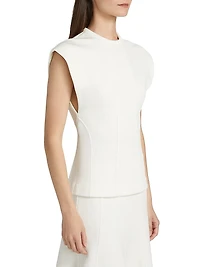 Shiny Double-Faced Cap-Sleeve Top