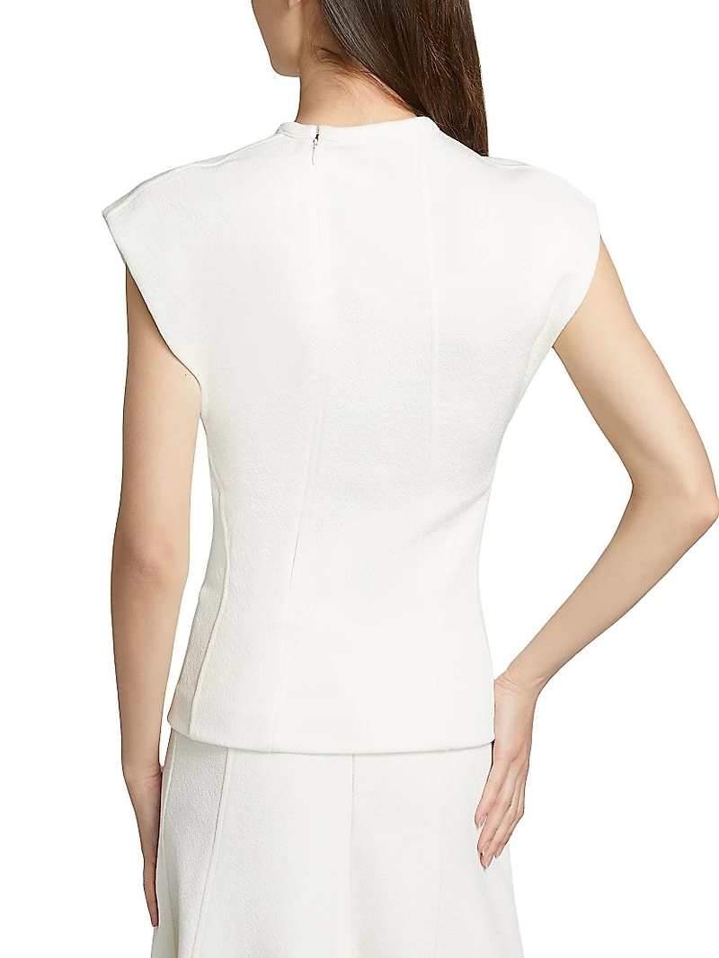 Shiny Double-Faced Cap-Sleeve Top