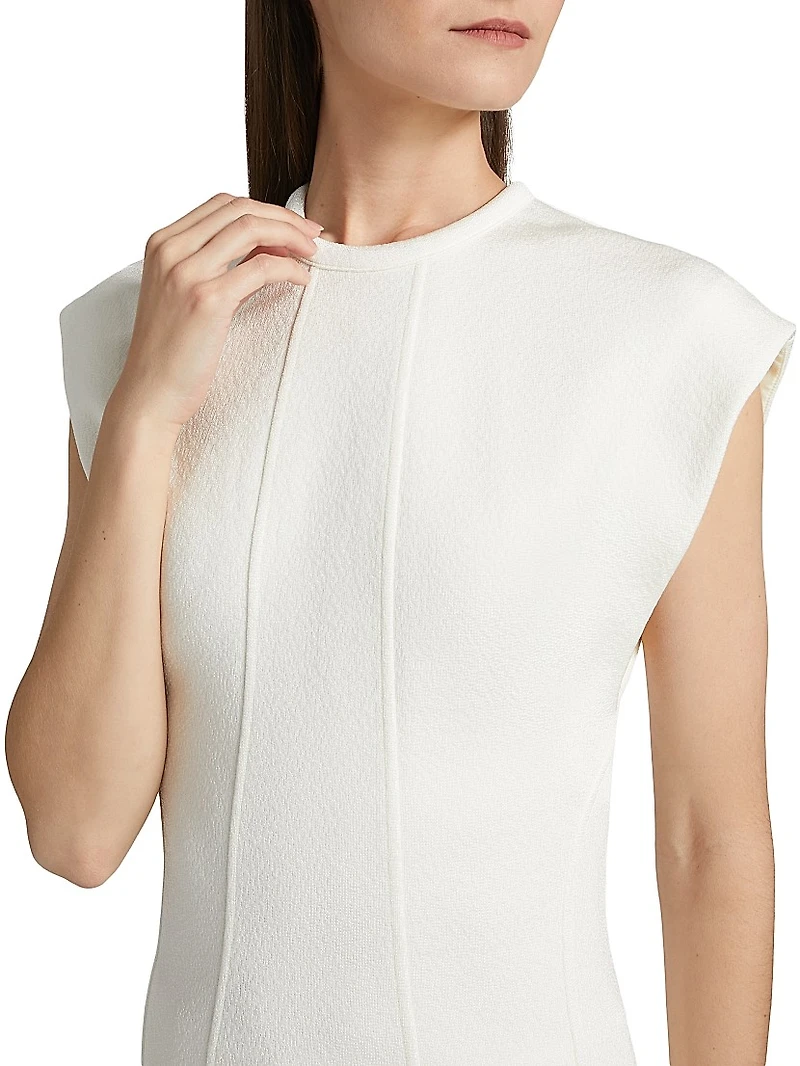 Shiny Double-Faced Cap-Sleeve Top