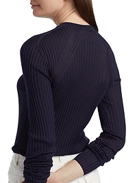 Superfine Seamless Silk Rib-Knit Sweater
