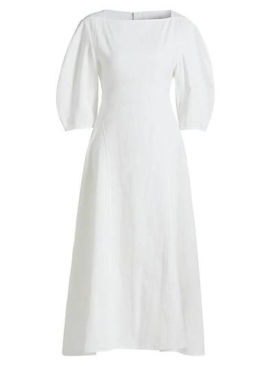 Squareneck Linen Midi-Dress