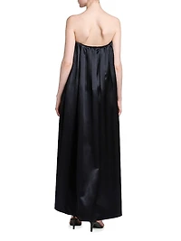 Satin Pleated Strapless Gown