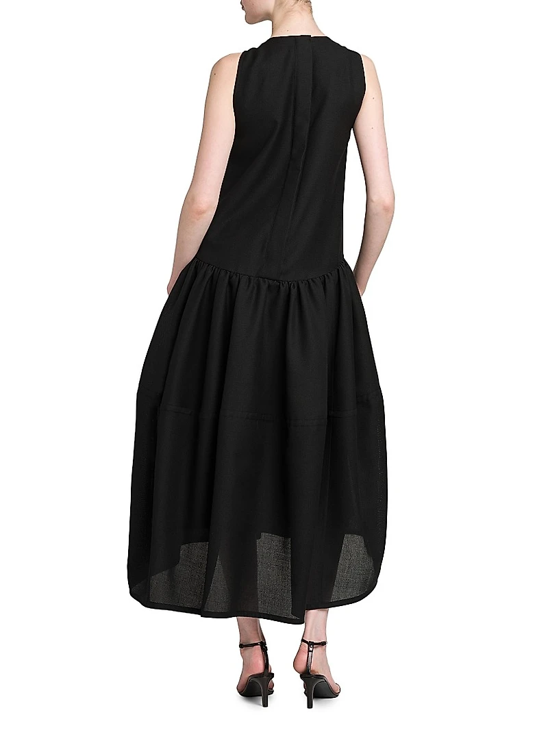 Wool Gathered Tank Midi-Dress