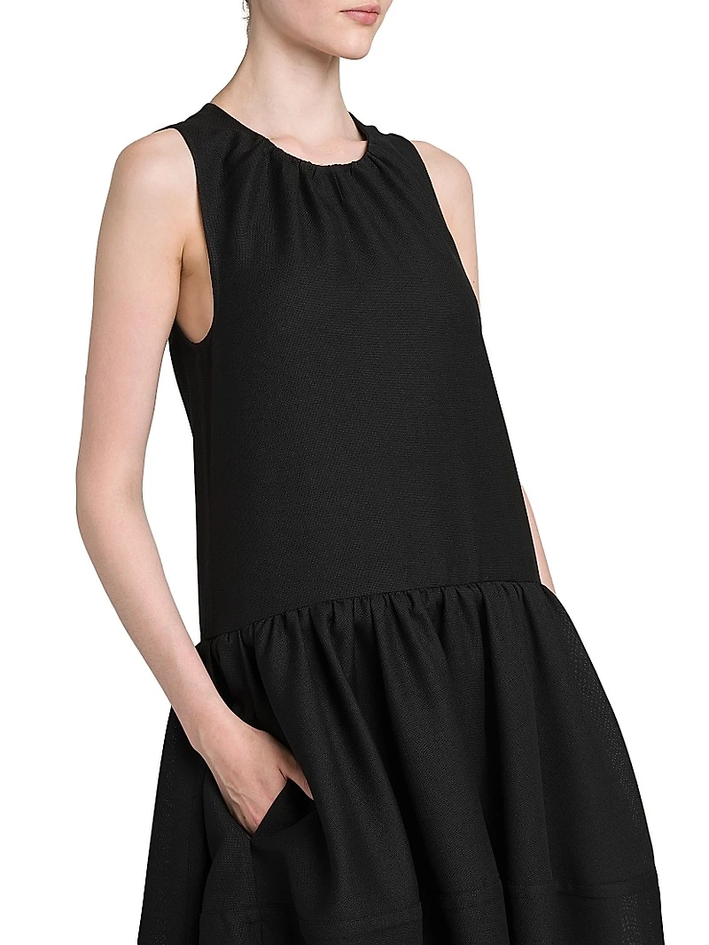 Wool Gathered Tank Midi-Dress