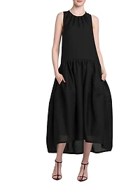 Wool Gathered Tank Midi-Dress