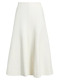 Shiny Double-Face Textured Midi-Skirt