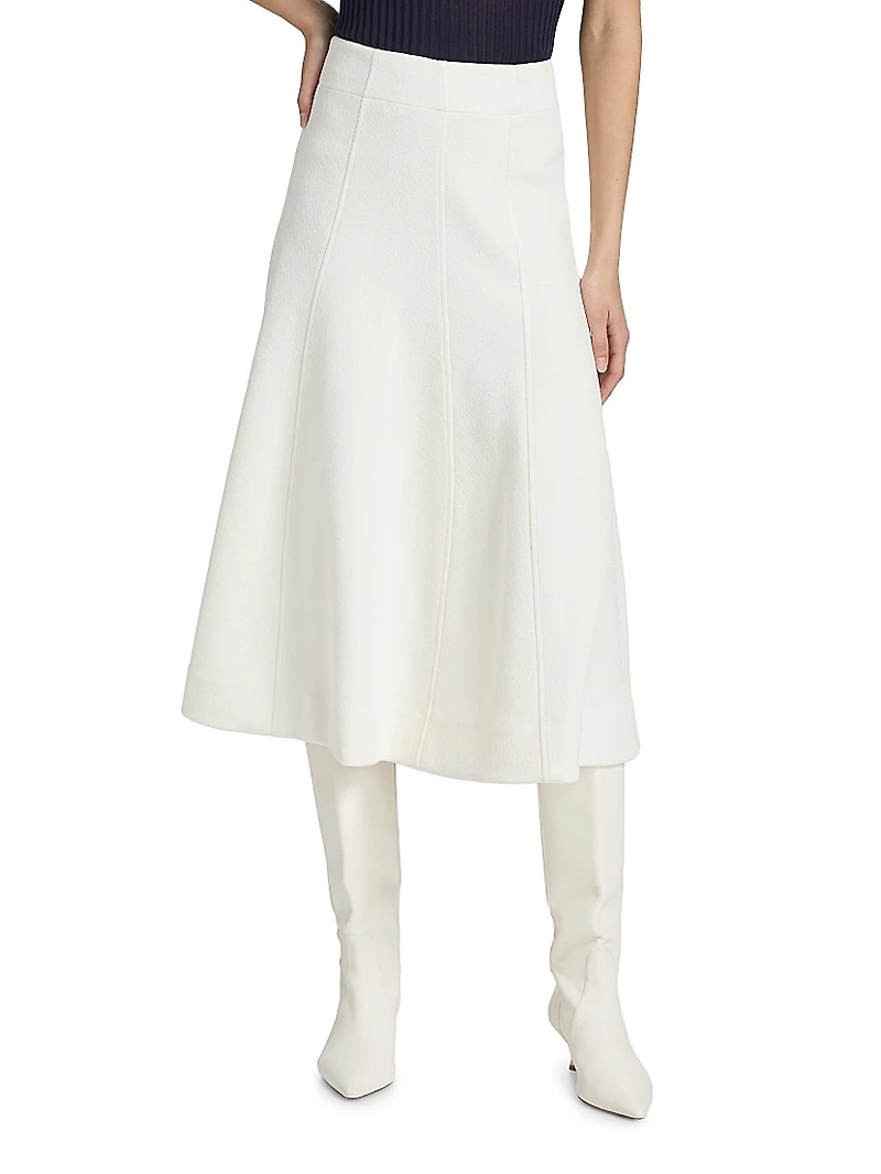 Shiny Double-Face Textured Midi-Skirt