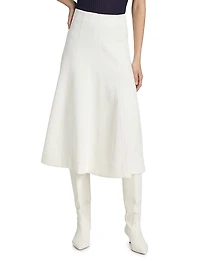 Shiny Double-Face Textured Midi-Skirt