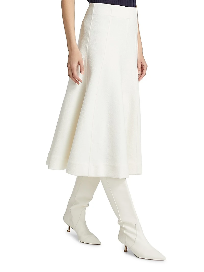 Shiny Double-Face Textured Midi-Skirt