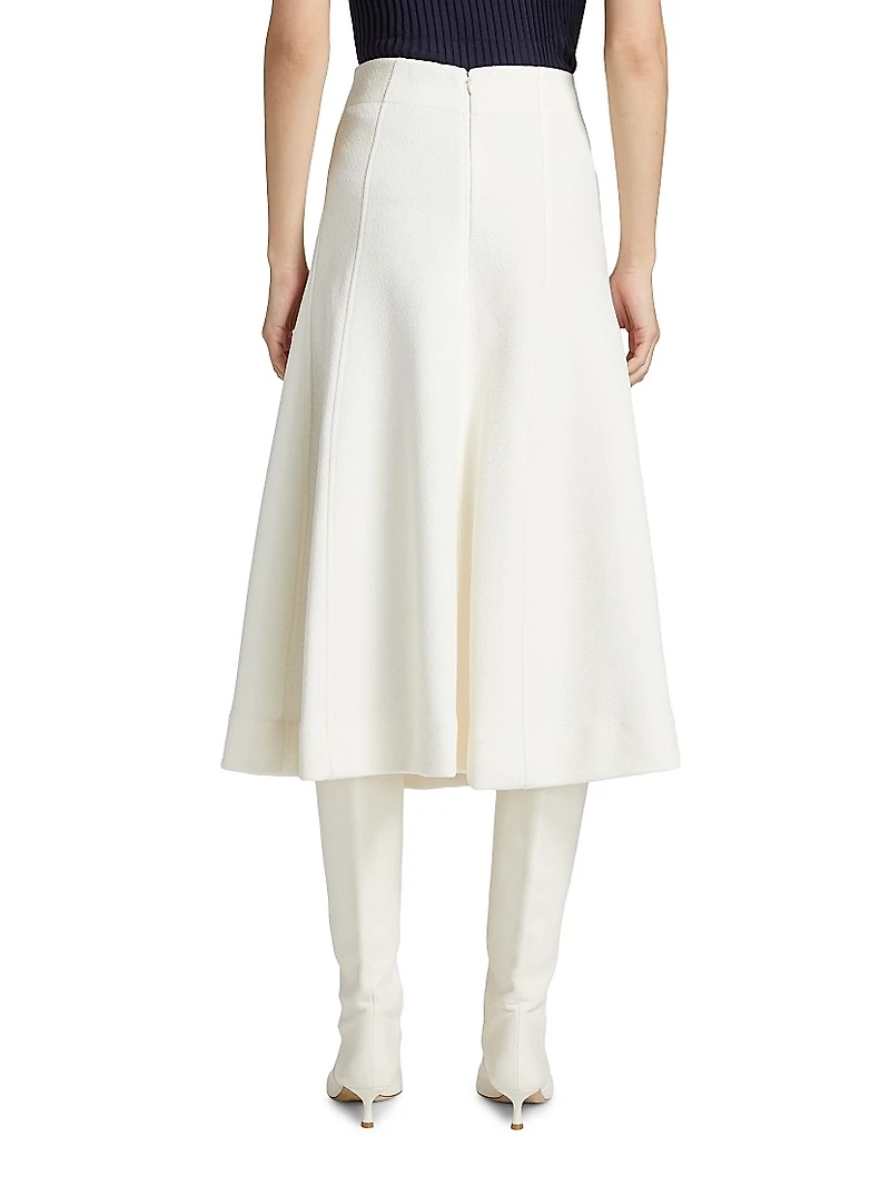 Shiny Double-Face Textured Midi-Skirt