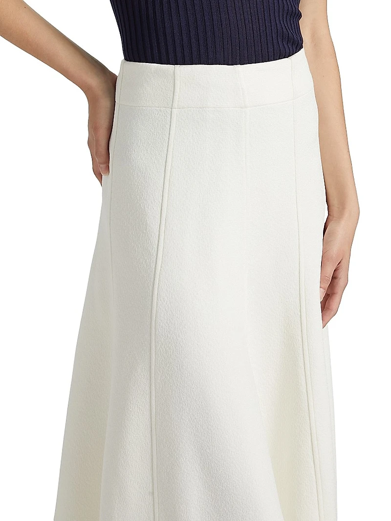 Shiny Double-Face Textured Midi-Skirt