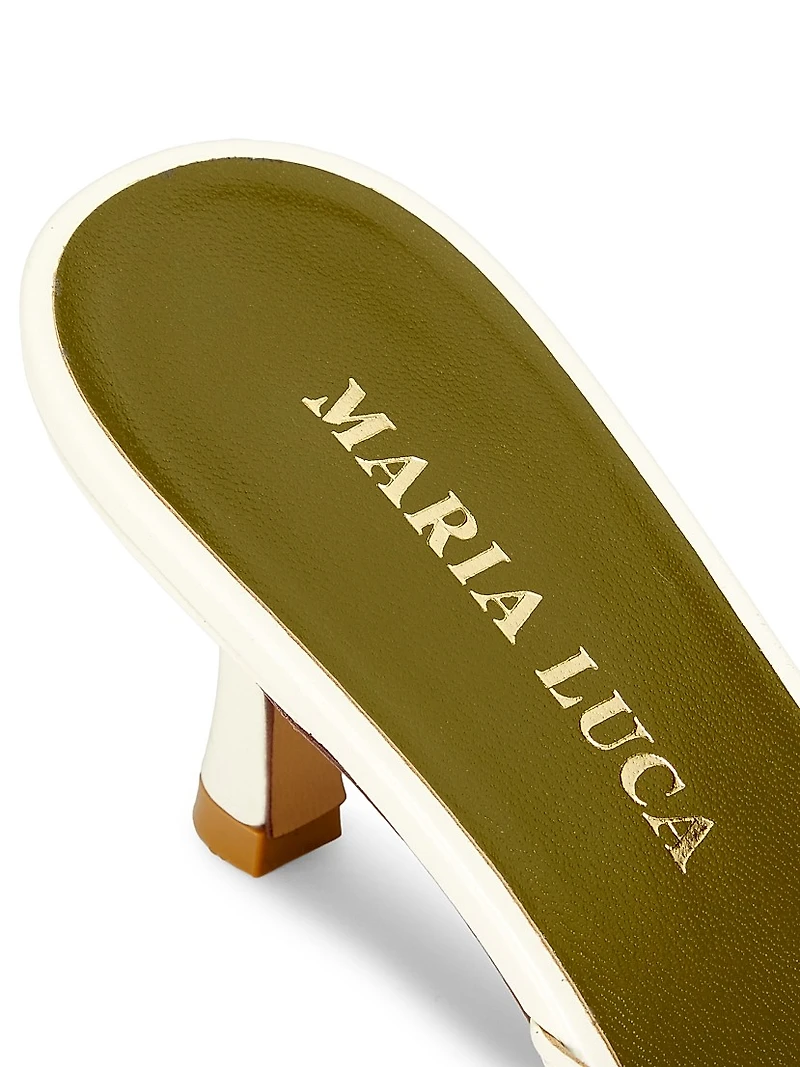 Metella Chain-Link Leather Kitten-Heel Mules