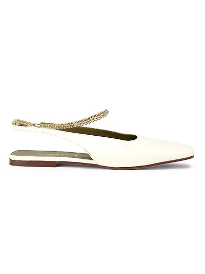 Augusta Chain-Link Leather Slingback Flats