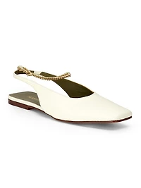 Augusta Chain-Link Leather Slingback Flats