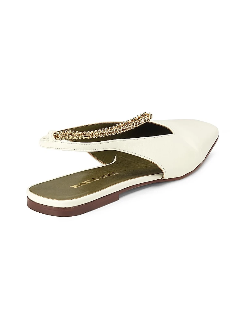 Augusta Chain-Link Leather Slingback Flats