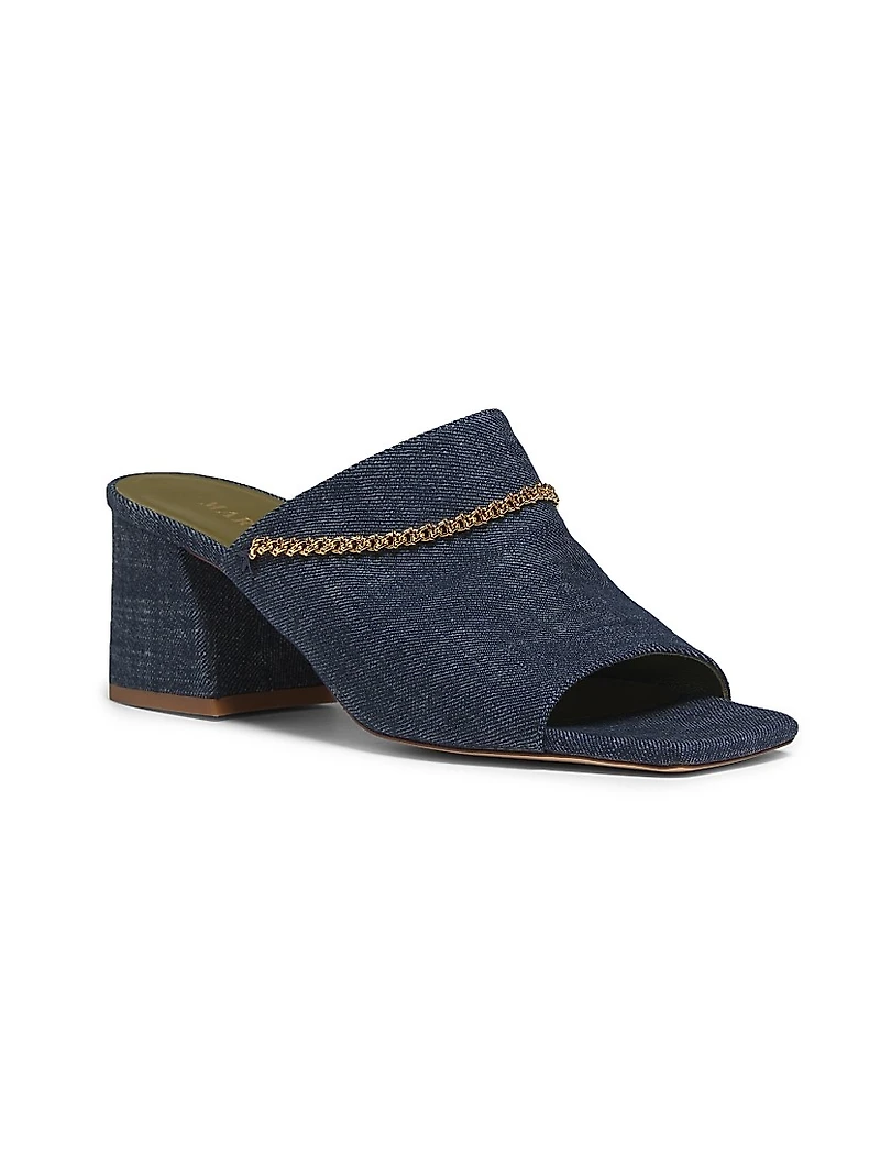 Messalina 65MM Chain-Link Denim Mules
