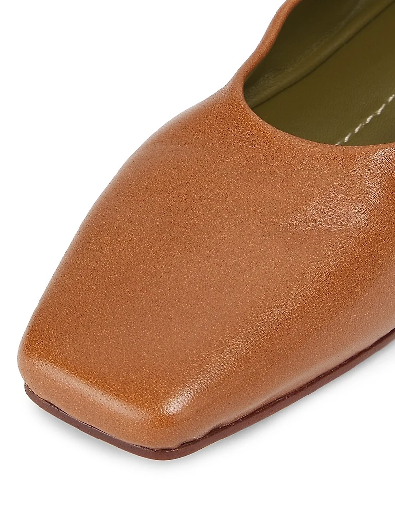 Augusta Ankle-Chain Leather Ballet Flats