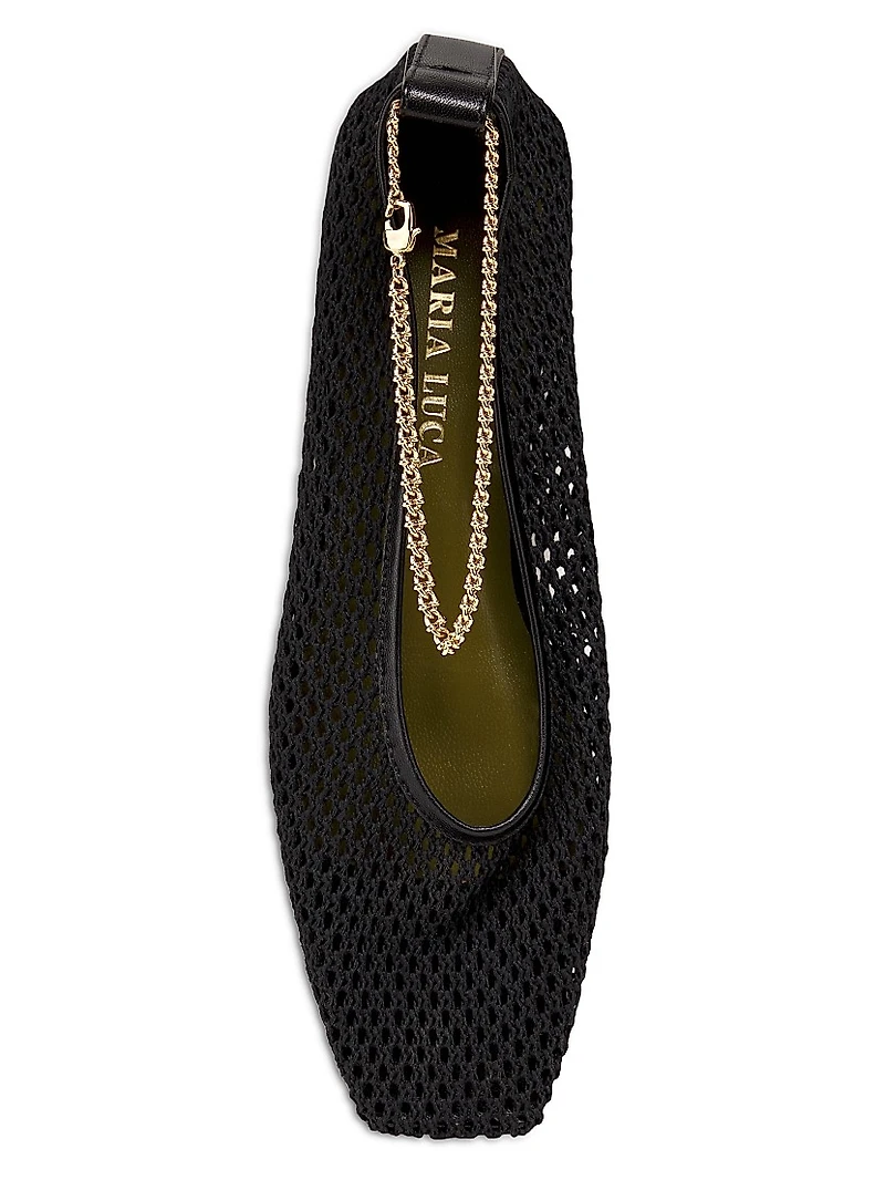 Augusta Ankle-Chain Mesh Ballet Flats