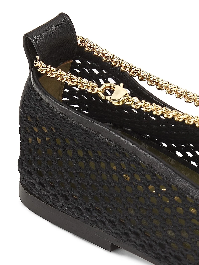 Augusta Ankle-Chain Mesh Ballet Flats