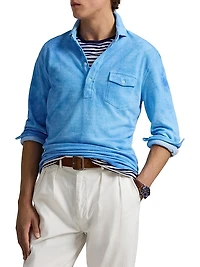 Garment-Dyed Mesh Polo Shirt