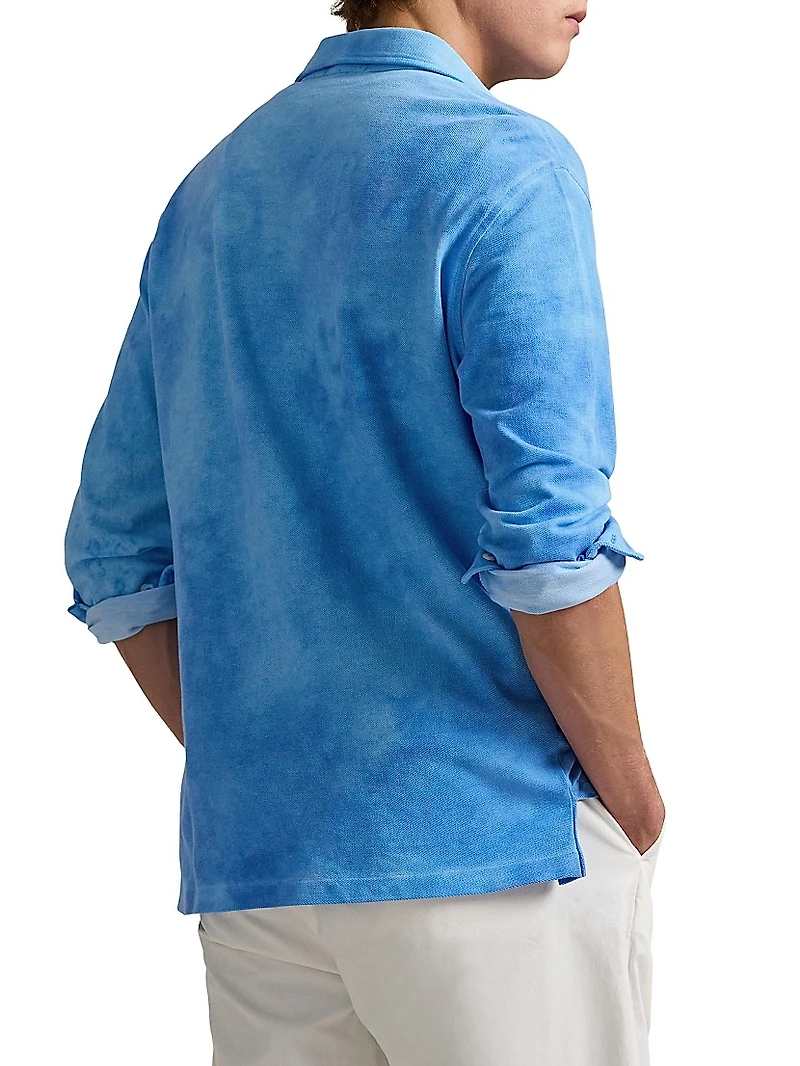 Garment-Dyed Mesh Polo Shirt