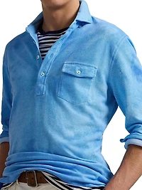 Garment-Dyed Mesh Polo Shirt