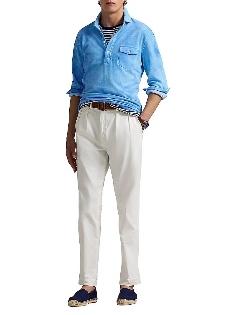 Garment-Dyed Mesh Polo Shirt