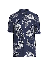 Classic-Fit Hibiscus Mesh Polo Shirt