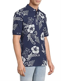 Classic-Fit Hibiscus Mesh Polo Shirt