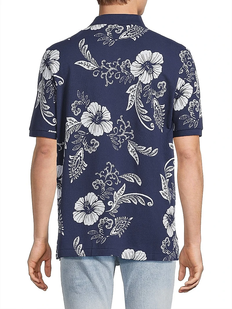 Classic-Fit Hibiscus Mesh Polo Shirt