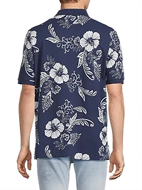 Classic-Fit Hibiscus Mesh Polo Shirt