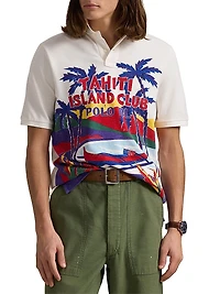 Classic-Fit Mesh Graphic Polo Shirt