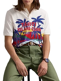 Classic-Fit Mesh Graphic Polo Shirt